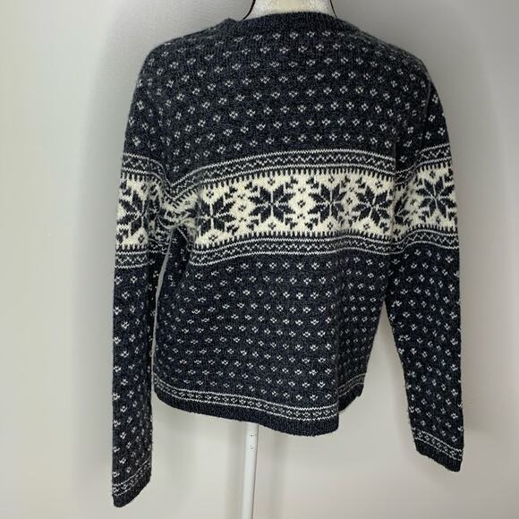 Old Navy L Wool Blend Grey White Nordic Sweater - Picture 2 of 4